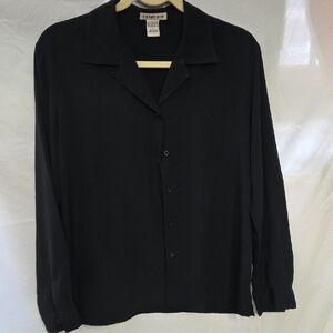 Notations Black Button-Front Blouse Large